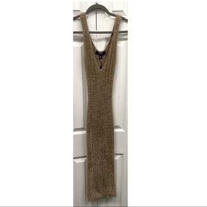 Sleeveless furry long dress